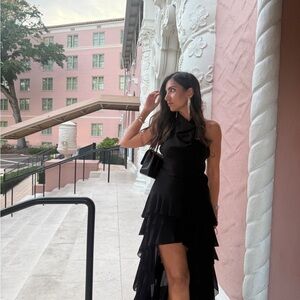 Zara halter neck  Black Ruffled Women's Dress